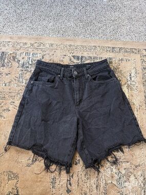 Cotton On Black Distressed High-Rise Denim Shorts